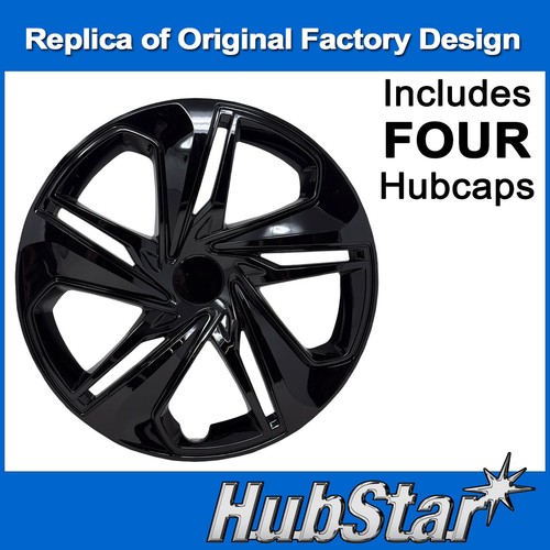 NEW Hubcap Set for Honda Civic 2019-2021, Premium Replica Gloss Black 16" 55103 - Picture 2 of 3