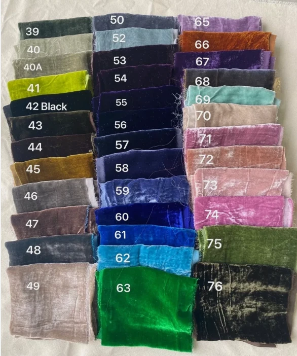 Pack of 5 New Silk Velvet Remnants/Scraps/Ribbons in 8x22", Custom Sizes/Colors - Image 2 of 4