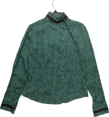 Roberto Cavalli Class Italy Woman Blouse Green Floral Jacquard Size 8 $299