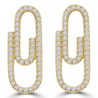 0,24 ct runde VS1 F Diamant Ohrhänger und Ohrhänger 14 K Gelbgold
