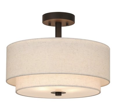Modern Drum Semi Flush Ligh with Fabric Shade Close to Ceiling Light Dark Bronze