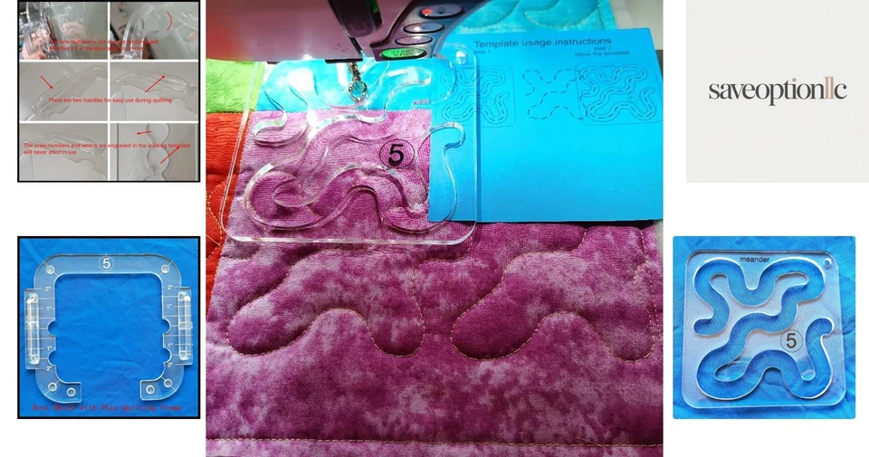 Plantilla Meander para acolchado de movimiento libre - Regla Serie 5 para creaciones perfectas Foto 2 de 4