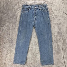 Vintage Levis 501 Jeans Mens Blue Medium Wash Made USA Button Fly Fits 34x30