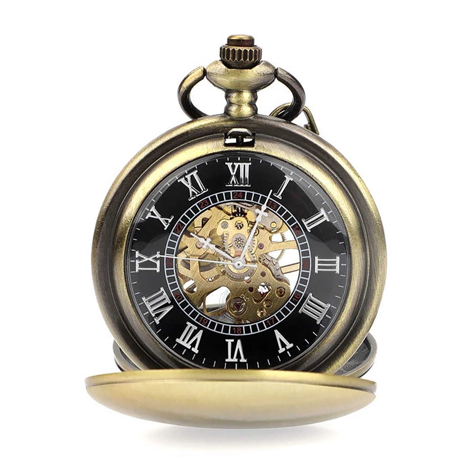 Vintage Zinc Alloy Mechanical Pocket Watch - Lightweight Portable Gift for Men