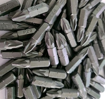 100 Stück Bits PZ2 Schrauberbits Pozidriv PZ 2 Stahl S2 Bit 25mm 1/4'' Aufnahme