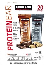 Kirkland Signature Protein Bar Variety Pack 20 Count Chocolate Peanut Butter Chu