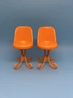 Vintage 1975 Mattel Barbie Fashion Plaza Orange Chairs Lot of 2 Doll Furniture