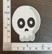 Cute White  Black Skull Halloween Embroidered Iron On Patch