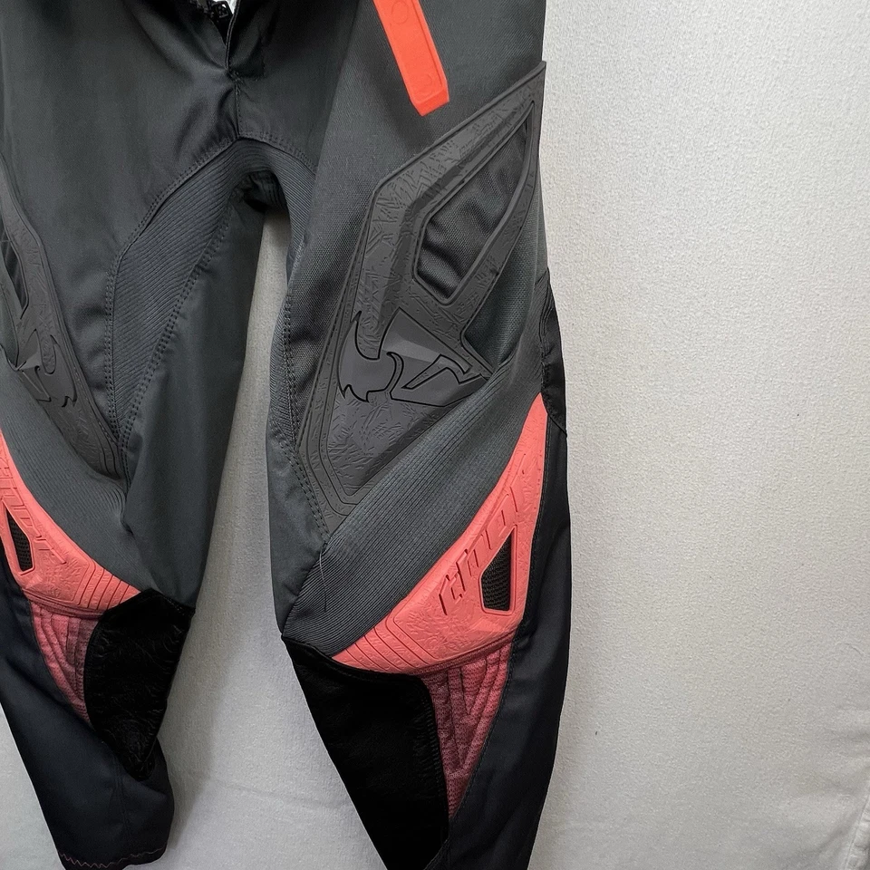 Calças de motocross THOR meninas 9-10 verde couro preto almofadas de proteção equipamento de bicicleta - Imagem 3 de 4