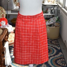 Vintage 70s Tucket Sportswear Red Mod Skort Grid Print A-Line Size Medium
