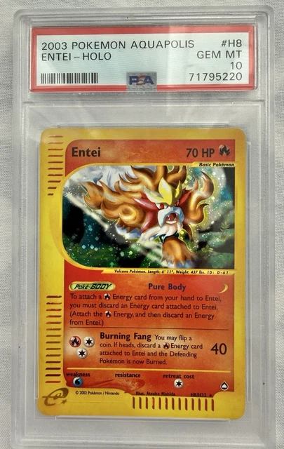 PSA 10 2003 Pokemon Aquapolis Entei H8/H32 Holo Rare English Card
