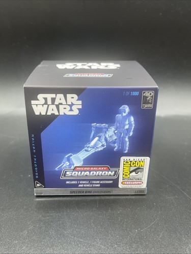 SDCC 2023 Exclusive Micro Galaxy Squadron Star Wars Speeder Bike Hologram LE1000 - Picture 2 of 13