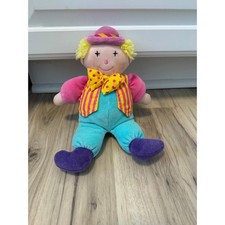 Vintage Eden Clown Plush Pastel Pink Blue Soft Cuddly Toy 1980's 10"