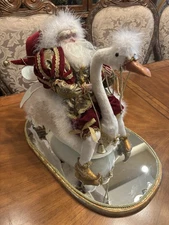 MARK ROBERTS 7 SWANS A SWIMMING 51-35614 RARE SANTA SWAN GOLD MIRROR LARGE 2003