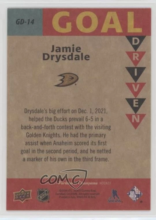 2023-24 Upper Deck Parkhurst Champions Goal Driven Jamie Drysdale #GD-14 - Image 2 of 2