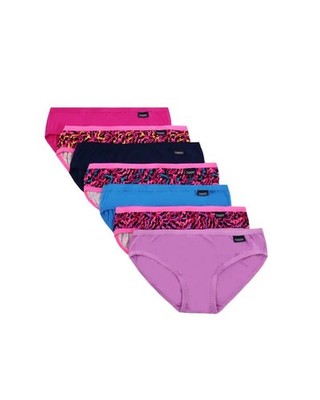 Girls Tradie 7 Pack Mixed Colours Cotton Bikini Briefs Underwear   Cheetah SB7