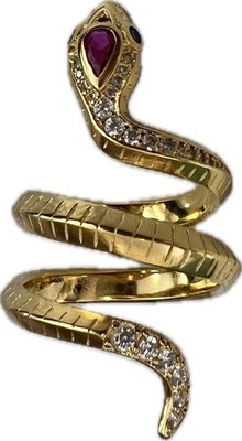 ECHTER Multi-Edelstein 14K Gelbgold auf massiv 925 Schlangenring aufgerollt Garten WRAP