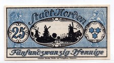 1921 Germany Norden Notgeld 25 Pfennig Note (3417)