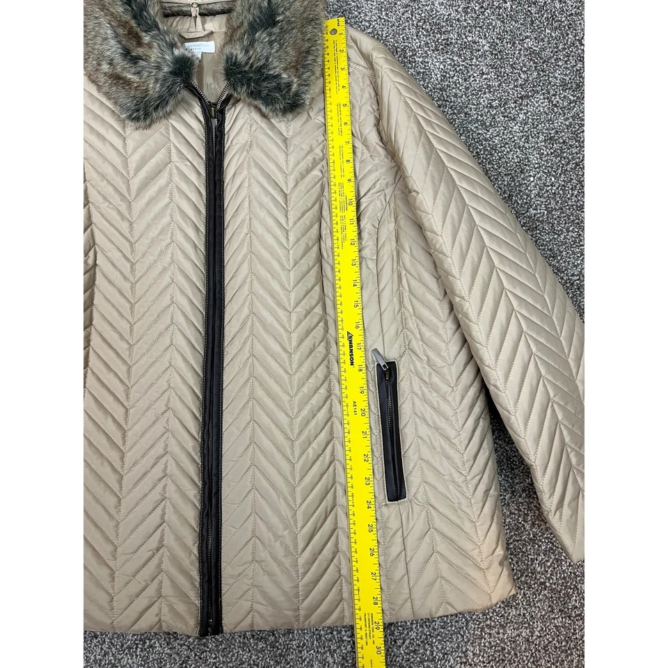 Abrigo acolchado dorado Charter Club para mujer LATTE y cuello de piel talla 3X nuevo con etiquetas Foto 4 de 4