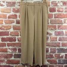 Nine West Dress Pants Womens 18 Beige Wide Leg Work Office Career Wear Trousers