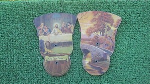 Two (2) Vintage Cardboard Wabash, Indiana Tri-Fold Hoover Funeral Home Fans