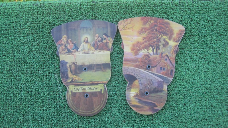 Two (2) Vintage Cardboard Wabash, Indiana Tri-Fold Hoover Funeral Home Fans