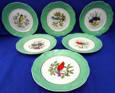 Mottahedeh Vista Allegre Celadon Songbird (6) Salad or Dessert Plates, 8" (S33)