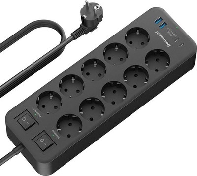 Doxuanai 10-Way Power Strip 3680W 16A, Surge Protector with USB C Multiple Plug