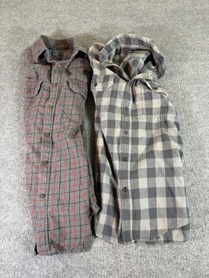 Lot of Two! Get Both! Faded Glory Flannel Shirts Men's Size Small Gray Plaid