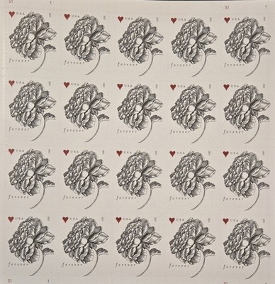 2015 Sheet Of 20 USPS First Class Stamps - Vintage Rose   (Free Track & Ship!)