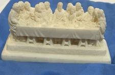 Vintage Classic Figure Sculptor A. Satini  Alabaster The Last Supper Italy