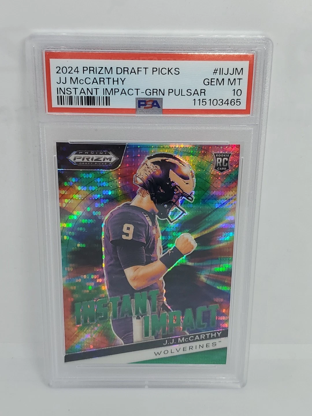 JJ McCarthy Panini Prizm Draft Picks Instant Impact #IIJJM Green Pulsar