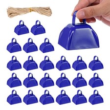 24Pcs 3" Cow Bells for Football Games with Rope, Blue