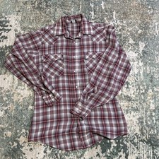 Vintage 70s Levi White Tab Western Super Thin Shirt Size Small Men  s