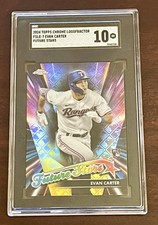 Evan Carter 2024 Topps Chrome Future Stars Logofractor Rookie SGC 10 Rangers
