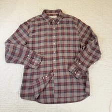 NORMAL BRAND Shirt Mens XL Gray/Red Plaid Flannel Button-up Long Sleeve Outdoor