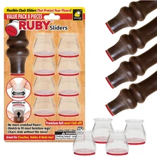 Ruby Sliders - 8 Pieces - Flexible Chair or Leg Sliders Helps Prevent Scratches