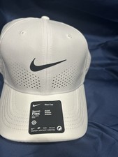 Nike Club Structured Swoosh Hat DRI-FIT Size M/L White Black Cap FB5625 100 NWT