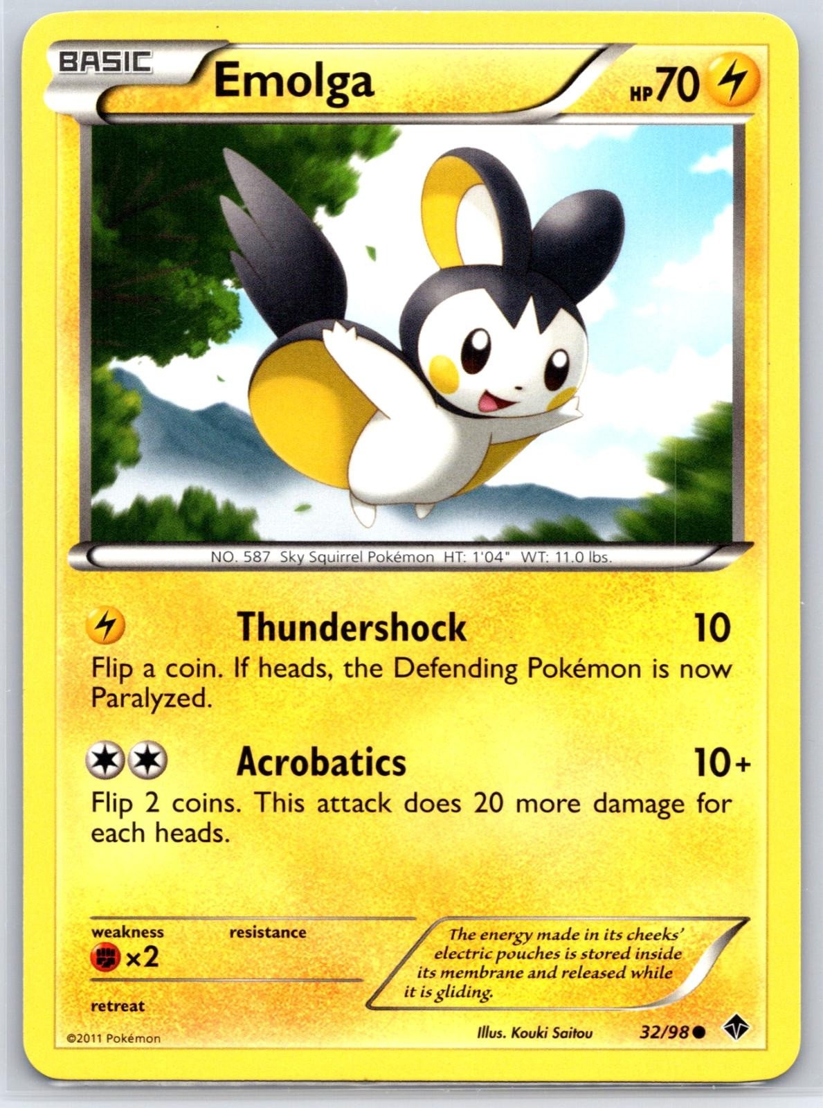 Emolga 32/98 Common Emerging Powers Pokemon Moderately Played