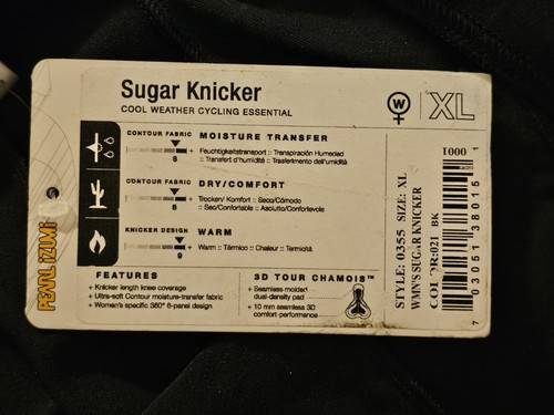 Pearl Izumi Select Women's Size XL Black Sugar Knickers Pearl Cycling NWT 16" - Picture 5 of 7