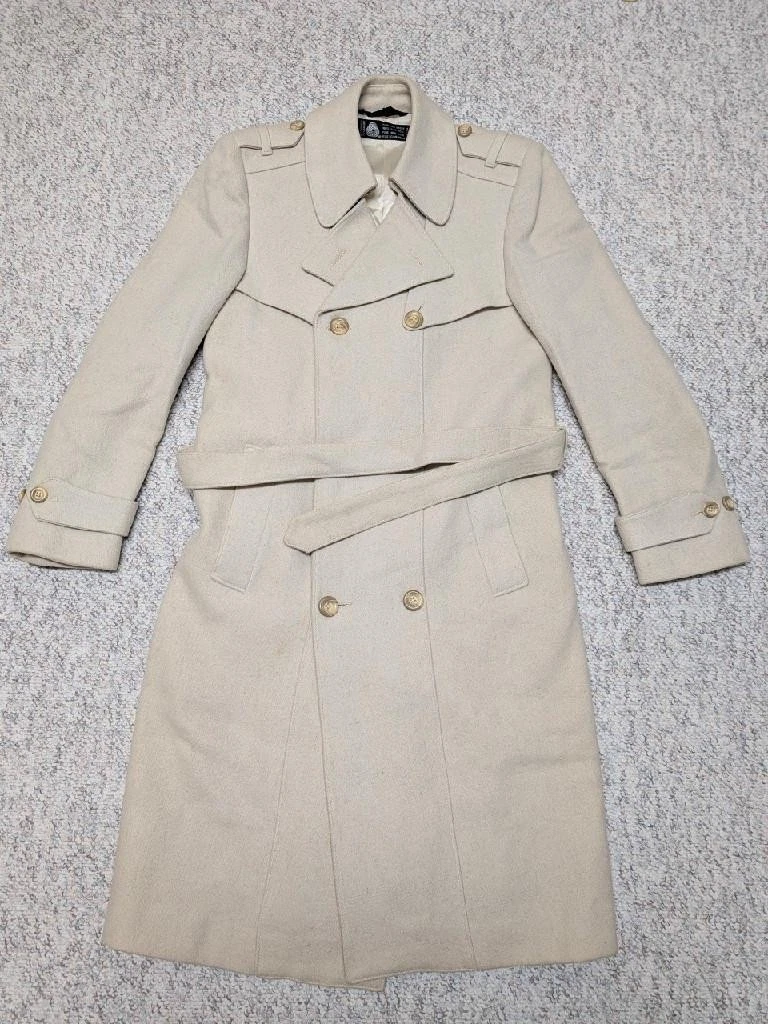 vintage OVERCOAT wool BELTED off-white 36 sherlock AMERICAN MALE slim XS image 15