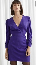 And Other Stories Dress 10-12 AUS&UK/8 US BNWT Mini Purple Print Long Sleeve