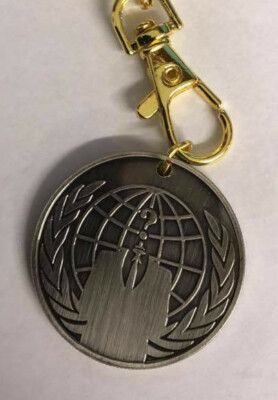 Anonymous Guy Fawkes Key Chain Ring Anon crest globe expect us Legion Silver