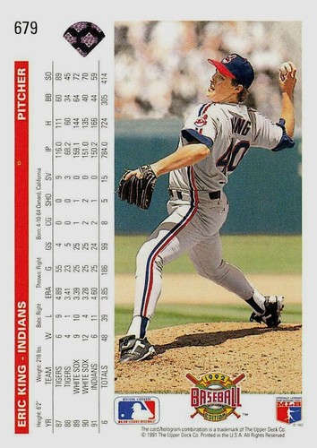 1992 Upper Deck Baseball Card #679 Eric King - Picture 2 of 2