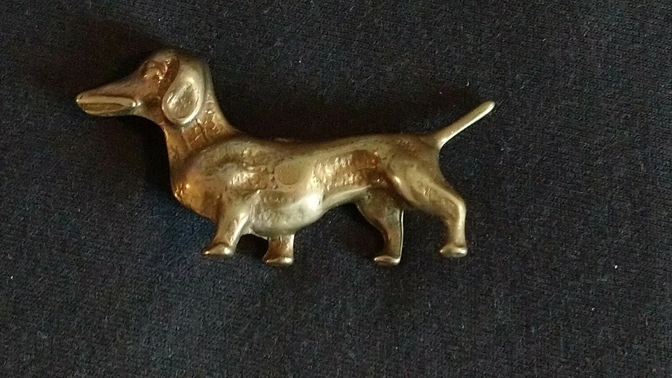 Alte Messing Skulptur Dackel Dachshund Hund Vintage Design Deko  - Bild 2 von 4