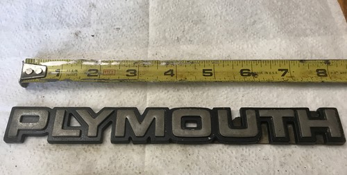 Vtg PLYMOUTH Metal Car Emblem Logo Chrysler Nameplate Badge 8” - Picture 1 of 2