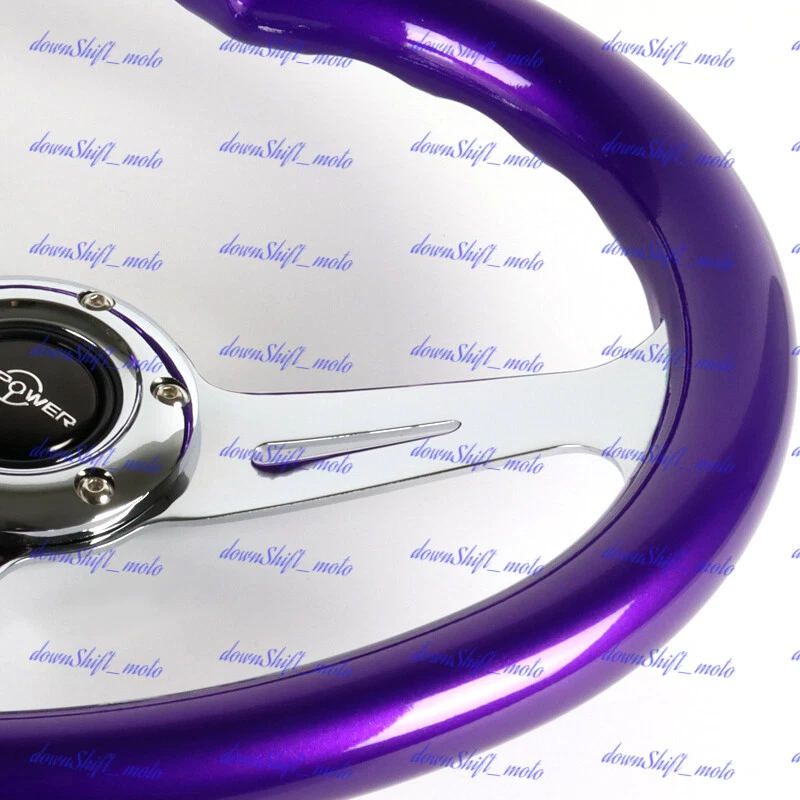 Volante JDM roxo em forma de coração, cabo ABS, rosa, aço, cromado, 3 raios - Imagem 3 de 4