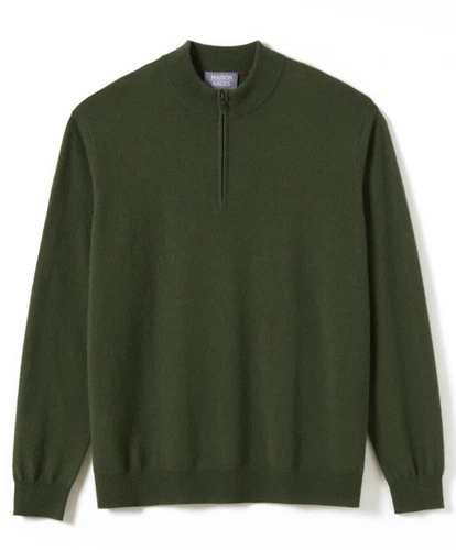 Maison Andes Sage 100% Cashmere Half Zip Sweater Size XL