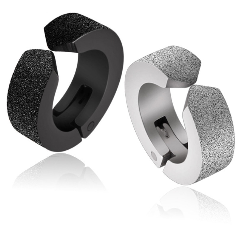 Non-Piercing Fake Ear Cuff Earrings Frosted Grind Stainless Steel Men Women PE65