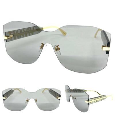 Übergröße Moderne Zeitgenössisch Wrap Shield Sonnenbrille Groß Grau Rahmenlos